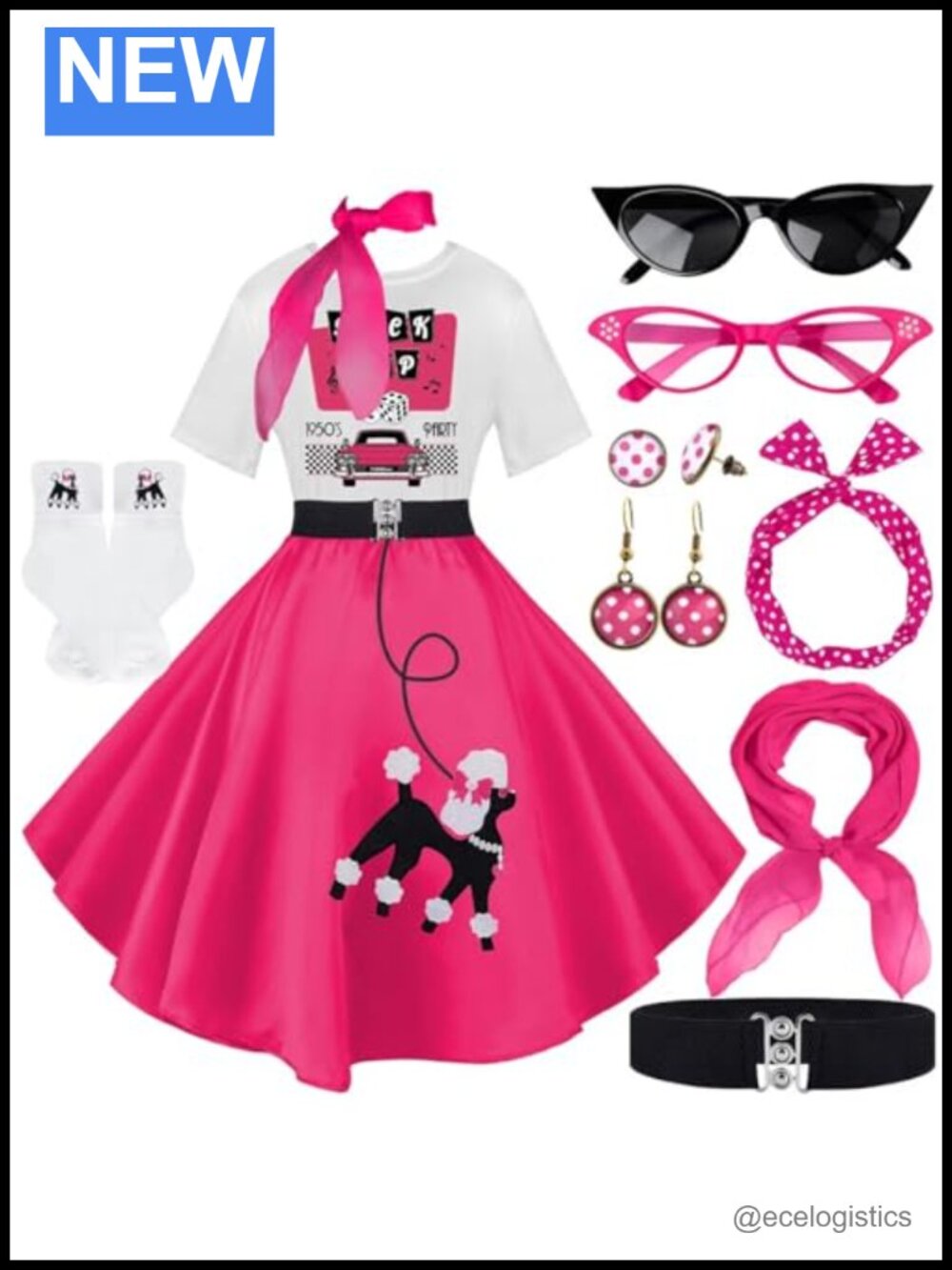 1950s Poodle Skirt Costume Set Women's Sock Hop Outfit